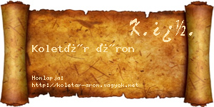 Koletár Áron névjegykártya