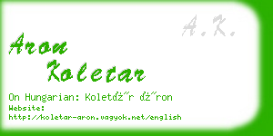 aron koletar business card